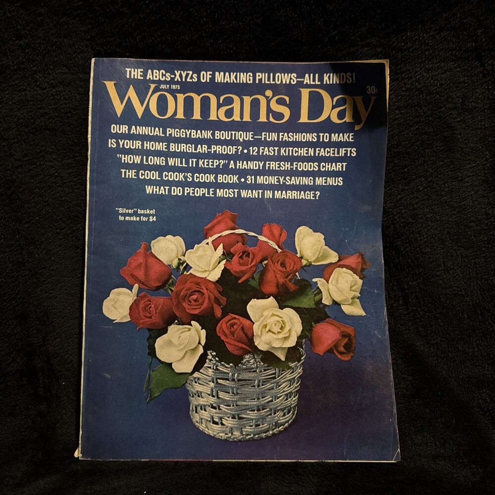 Vintage 1973 July Woman’s Day Magazine Nostalgia Breck Girl Fun Fashions Pillows